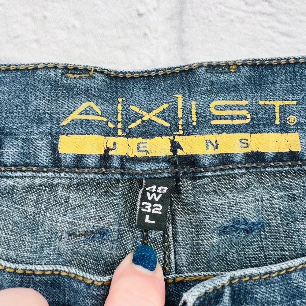 Axist Mens Relaxed Fit Straight Leg Jeans Blue Medium Wash 48x32 Cotton
